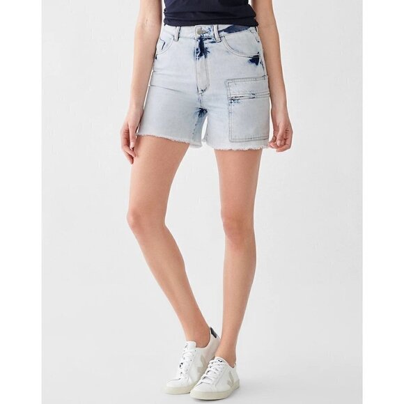 DL1961 Denim Hepburn High Rise Wide Leg Short Mystic Womens Size 32 - Picture 3 of 13